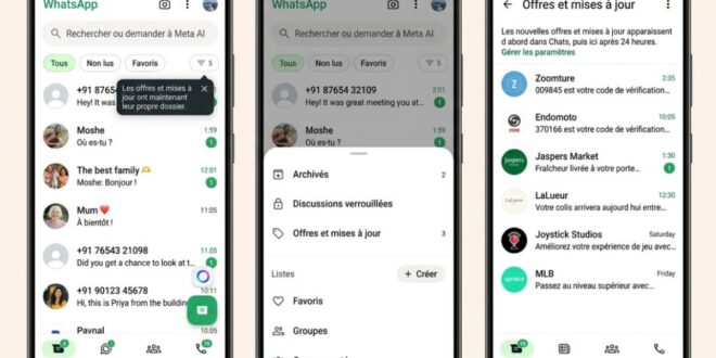 WhatsApp test un dossier dédié pour classer les messages des grandes entreprises